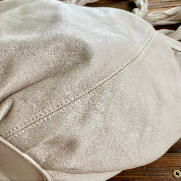 Furla Braided Double Handle Leather Hobo Slouchy Bag in grey EUC - Picture 7 of 17